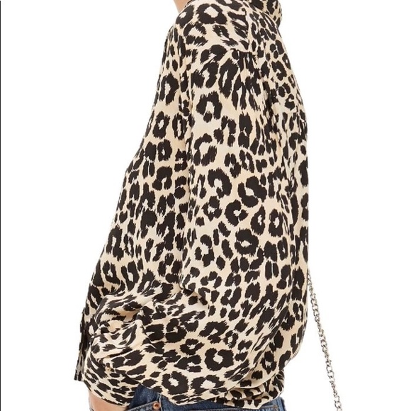 Topshop Leopard button down blouse with collar size US 2 - Picture 6 of 6